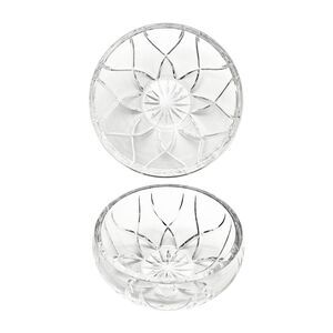 1990s Contemporary Crystal Serving Decorative Bowl 7 1/2” Wishbone & X Cuts